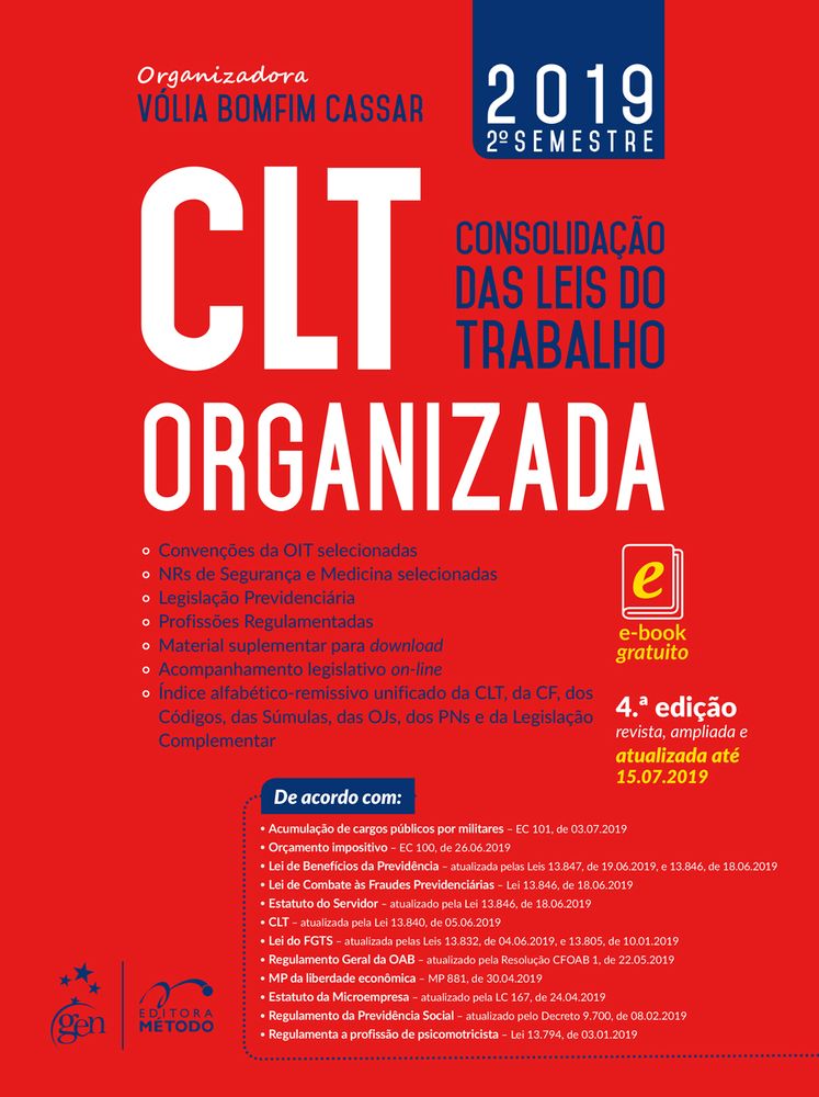Clt Organizada - Consolidação das Leis do Trabalho. - 04ed/19
