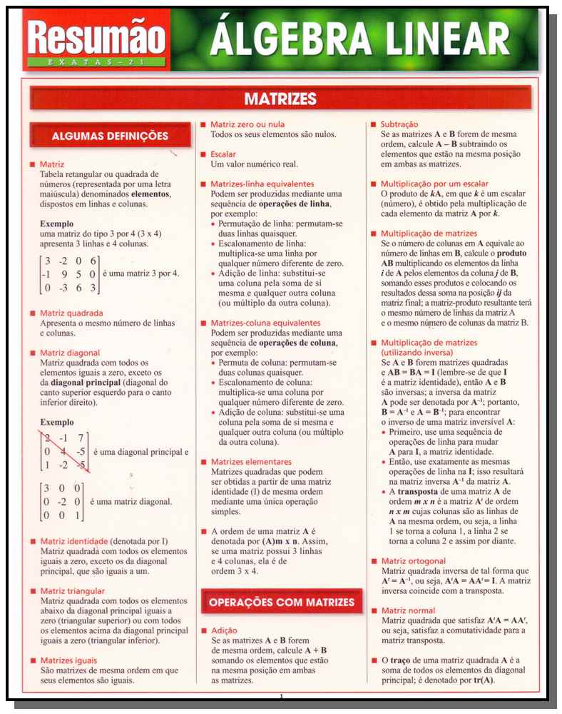 Resumao Exatas - Algebas Linear