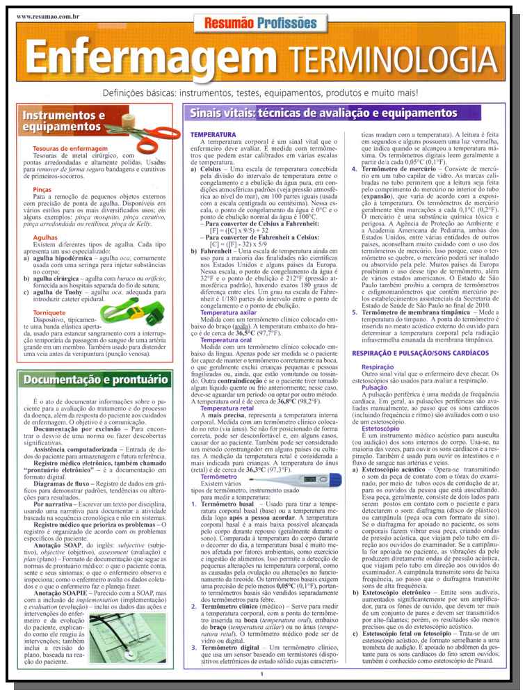 Resumao Profissoes - Enfermagem Terminologia