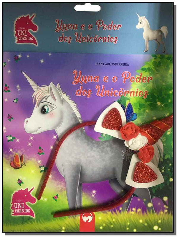 Capa do livro Kit Tiara Yuna e Poder dos Unicornios Vermelha, de Vale das Letras