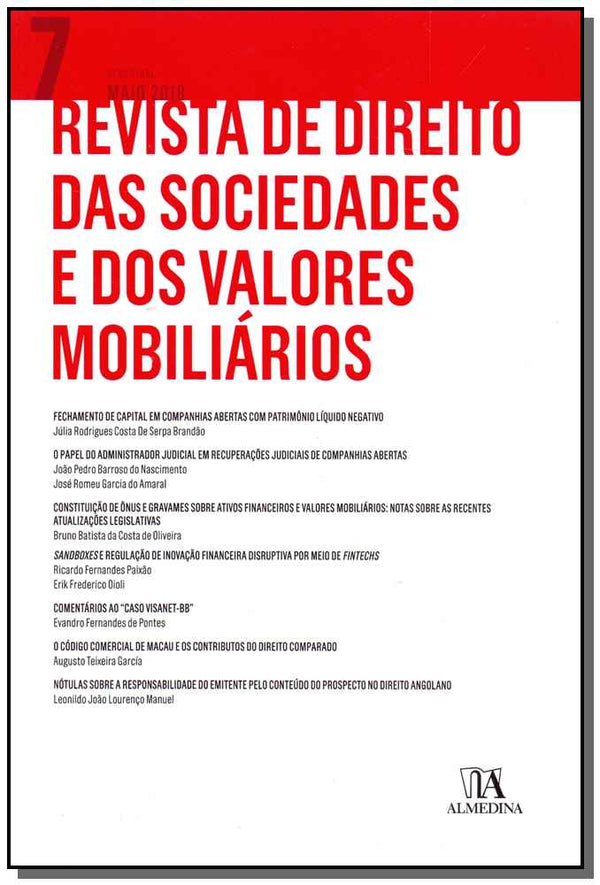 Capa do livro Revista de Direito das Sociedades e dos Valores Mobiliários - Nº07 - 01ed/18, de Erasmo Franca, Nelson Eizirik
