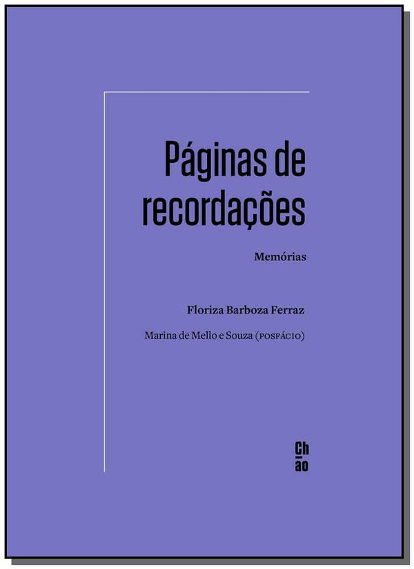 Capa do livro Páginas de Recordações, de Floriza Ferraz, Marina Souza