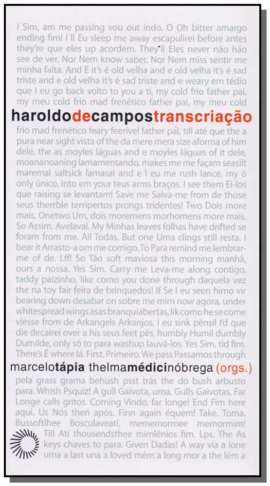 Capa do livro Haroldo de Campos - Transcrição, de Marcelo Tapia, Thelma Nobrega (org.)