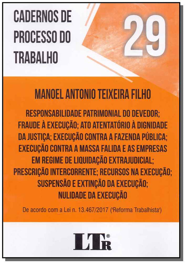 Capa do livro Cadernos de Processo do Trabalho N.29 - 01ed/19, de Manoel Antonio Texeira Filho