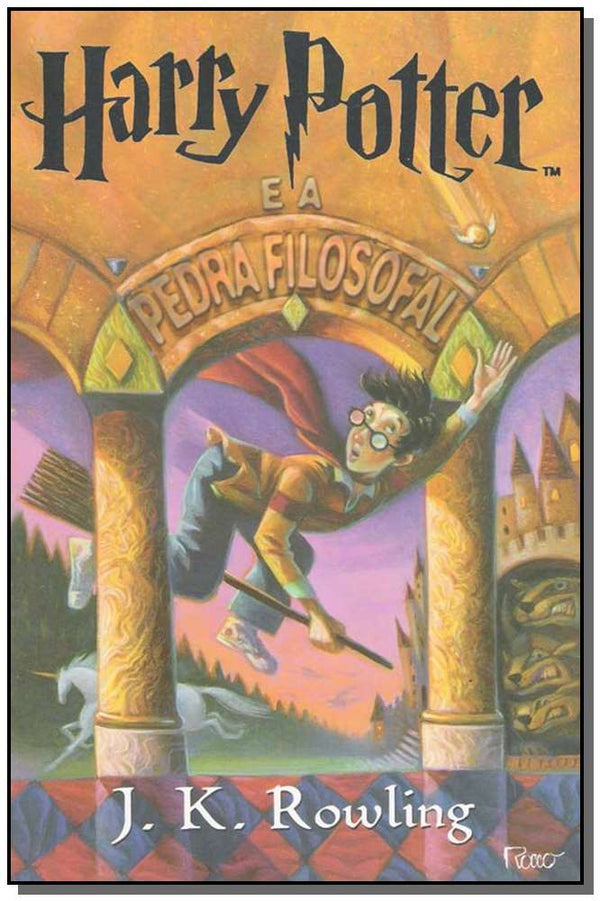 Capa do livro Harry Potter e a Pedra Filosofal, de J. K. Rowling