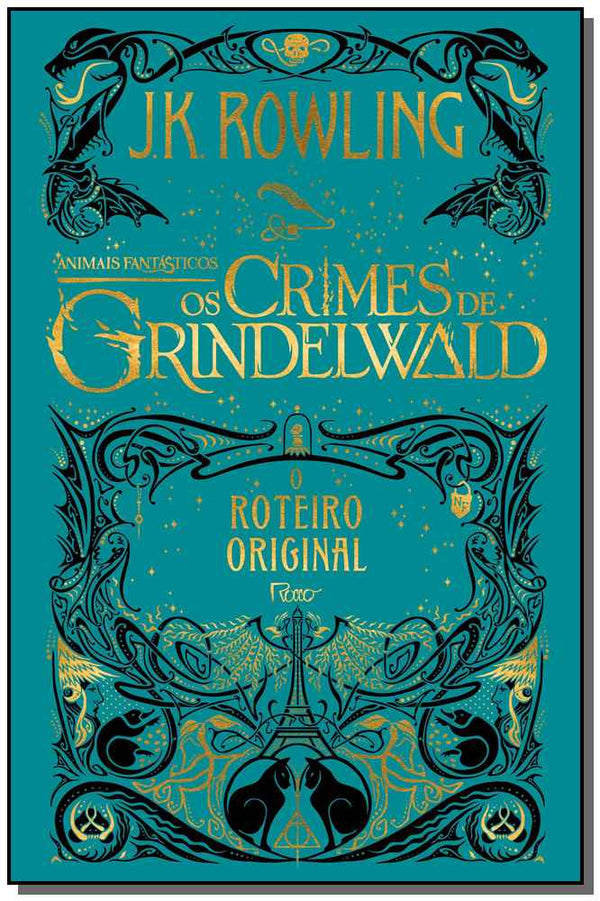 Capa do livro Animais Fantásticos - Os Crimes de Grindelwald, de J. K. Rowling