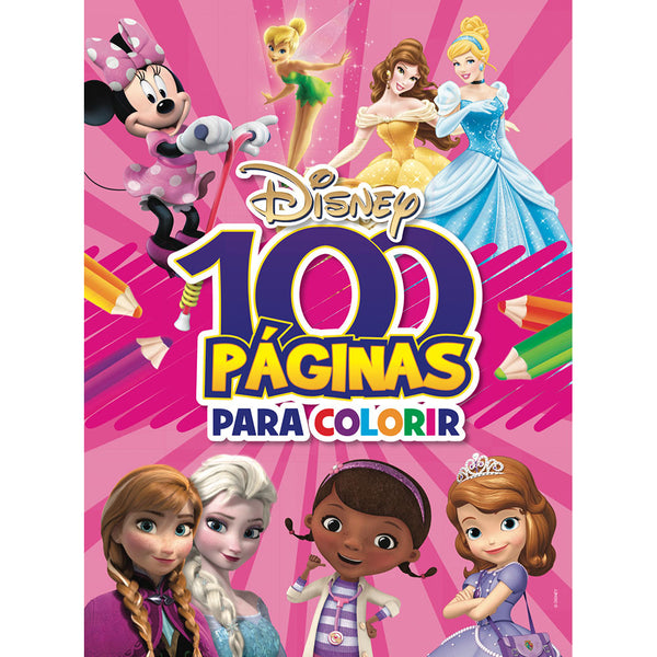 Capa do livro Disney - 100 Páginas para Colorir - Meninas, de Jefferson Ferreira