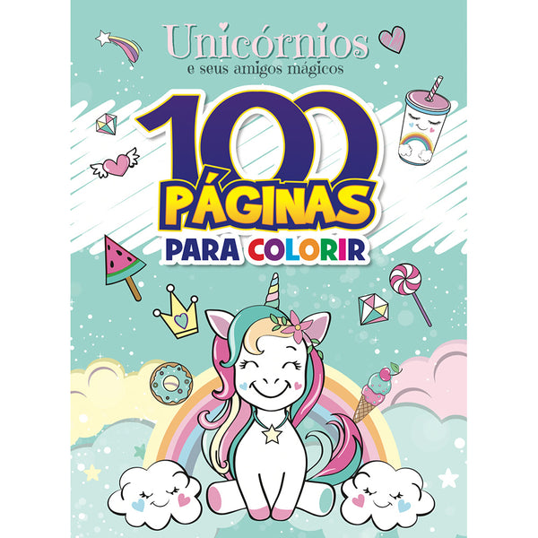 Capa do livro 100 Paginas para Colorir - Unicornios e Amigos, de Editora Rideel