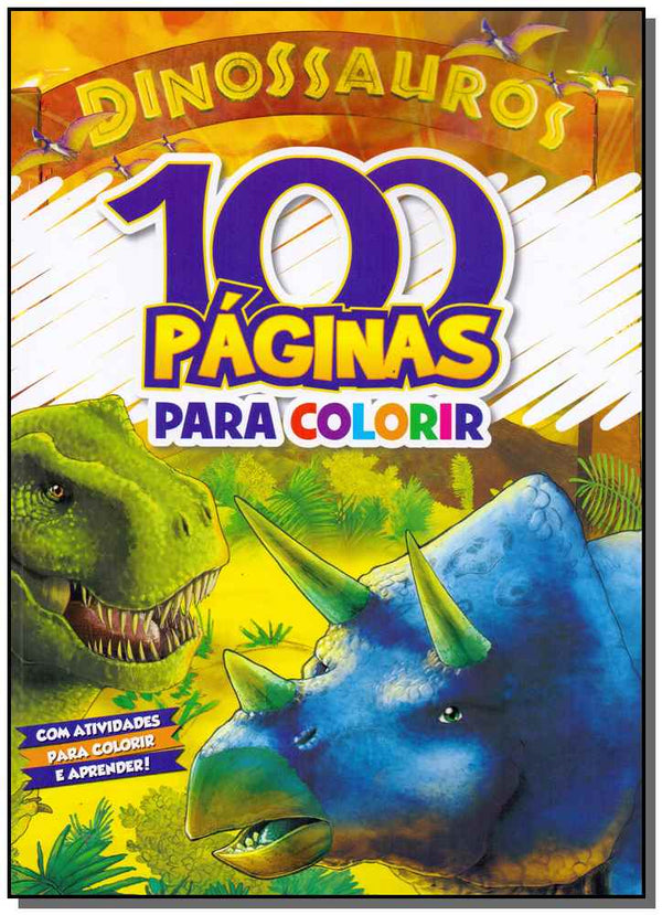Capa do livro 100 Páginas para Colorir - Dinossauros, de Editora Rideel