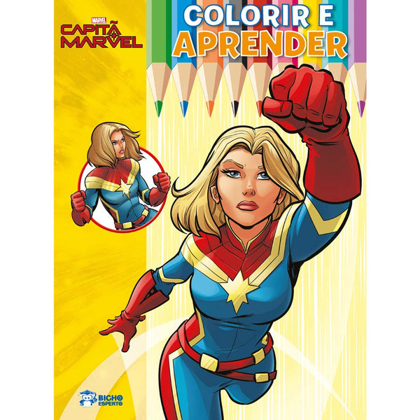 Capa do livro Marvel Colorir e Aprender - Capita Marvel, de Editora Todolivro