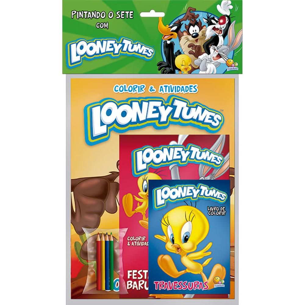 Pintando o Sete Looney Tunes Kit C/3 Und+ Lápis de Cor