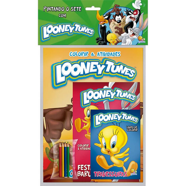 Capa do livro Pintando o Sete Looney Tunes Kit C/3 Und+ Lapis de Cor, de Diversos Autores
