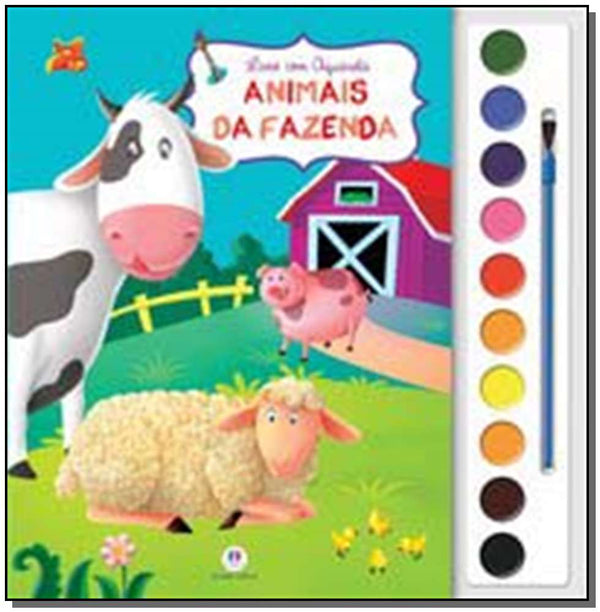 Capa do livro Animais da Fazenda - Livro com Aquarela, de Editora Ciranda Cultural