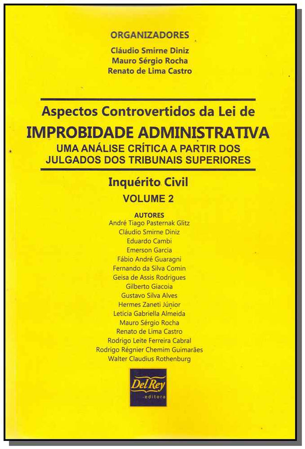 Capa do livro Aspectos Controvertidos da Lei de Improbidade Administrativa - 01ed/18, de Doniz; Rocha; Castro (org.)
