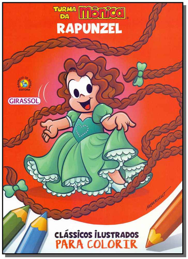 Capa do livro Turma da Mônica - Clássicos Ilustrados para Colorir - Rapunzel, de Mauricio de Sousa