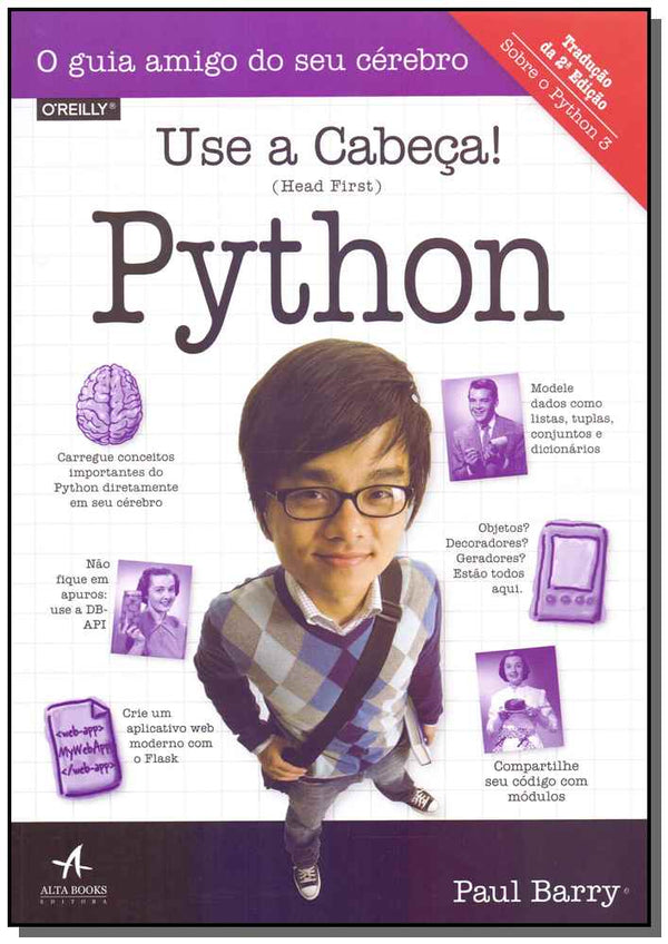 Capa do livro Use a Cabeça Python, de Paul Barry