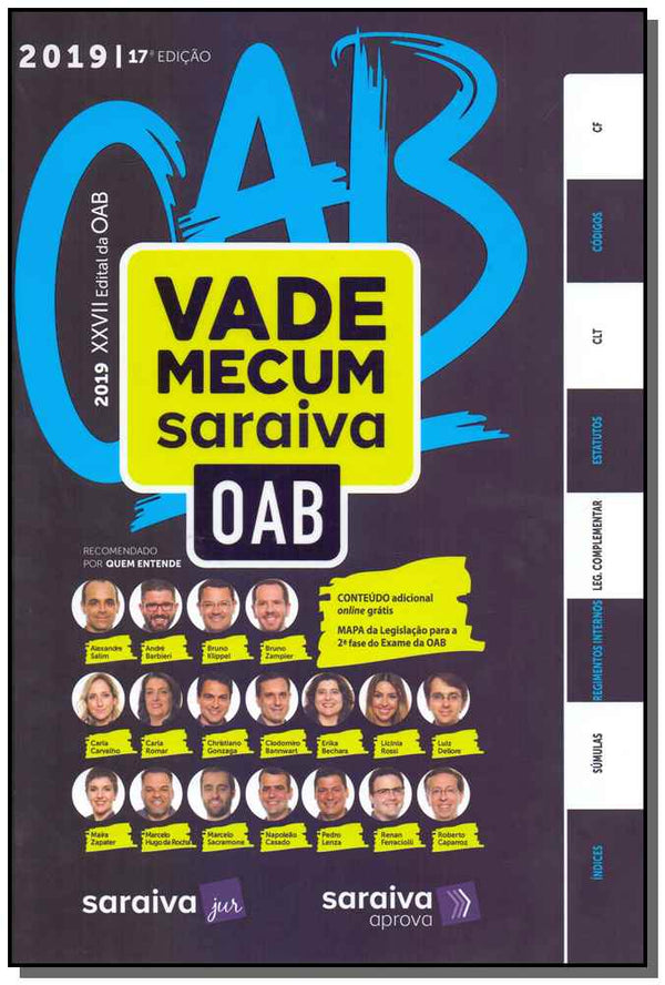 Capa do livro Vade Mecum Oab Saraiva - 17ed/19, de Editora Saraiva