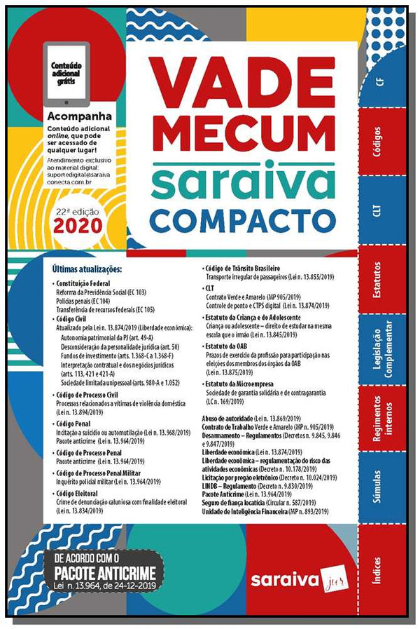 Capa do livro Vade Mecum Compacto - 22ed/20, de Editora Saraiva