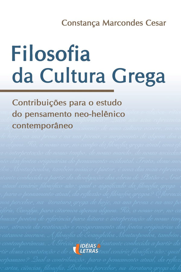 Capa do livro Filosofia da Cultura Grega, de Constanca Marcondes Cesar