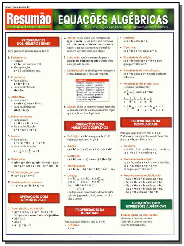 Capa do livro Resumão Exatas 20 - Equações Algébricas, de S. B. Kizlik