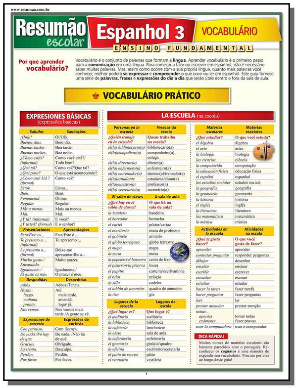 Capa do livro Espanhol 3 - Vocabulário, de Barros Fischer e Associados