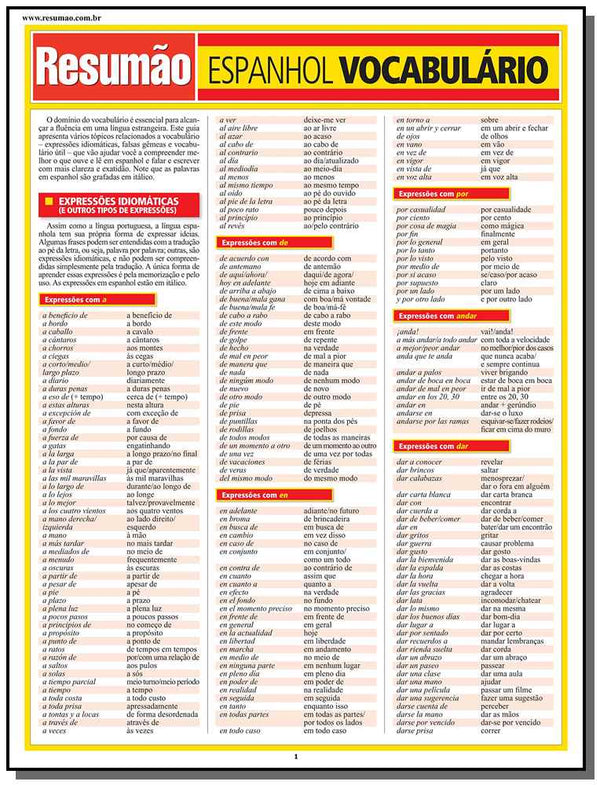 Capa do livro Espanhol Vocabulário, de Joseph Rosado