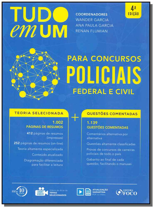 Capa do livro Tudo em um para Concursos Policiais - 04ed/18, de Wander Garcia, Ana Paula Garcia, Flumi