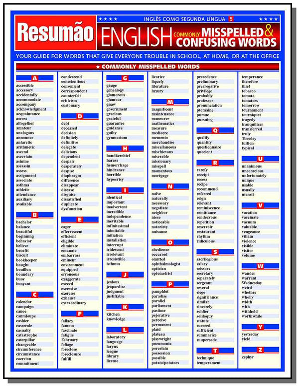 Capa do livro English - Commonly Misspelled & Confusing Words, de Steven M. Berner