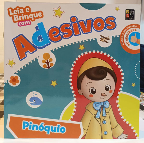 Capa do livro Leia e Brinque com Adesivos Pinóquio, de Editora Pe na Letra