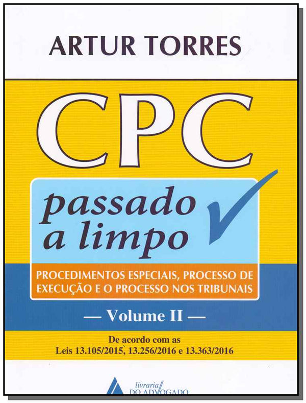 Capa do livro Cpc Passado a Limpo - Vol. II - 01ed/18, de Artur Torres