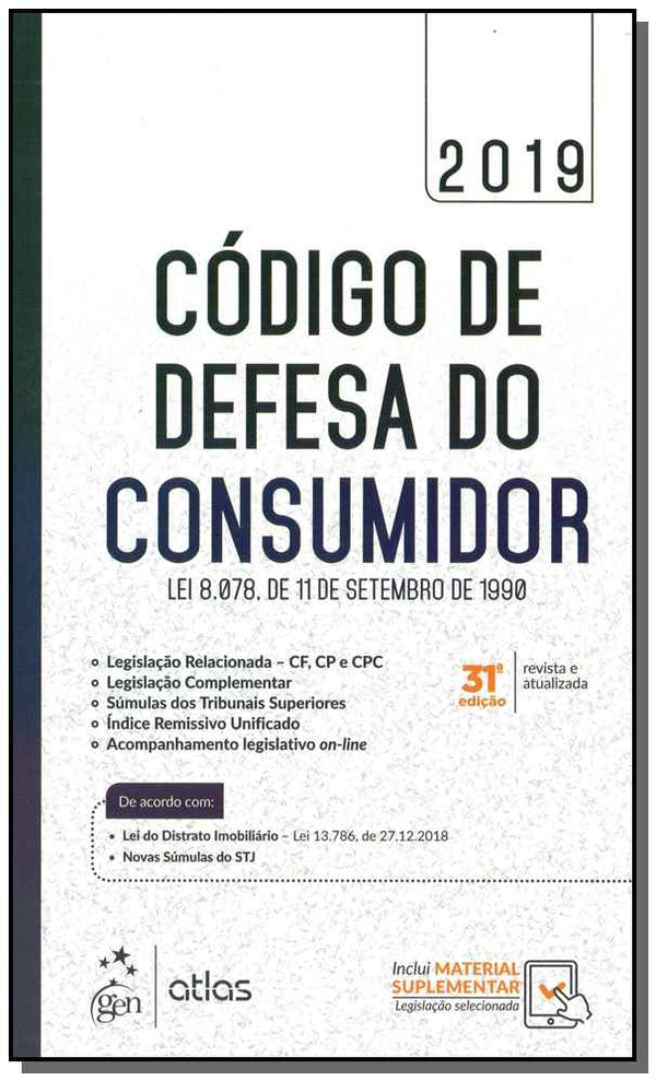 Capa do livro Código de Defesa do Consumidor - 31ed/19, de Equipe Atlas