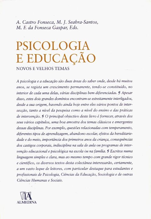 Capa do livro Psicologia e Educação - Novos e Velhos Temas, de Fonseca; Seabra-Santos; Gaspar