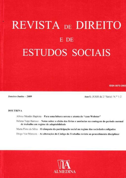 Capa do livro Rev. Dir.est.sociais 1-2 (2009), de Editora Almedina