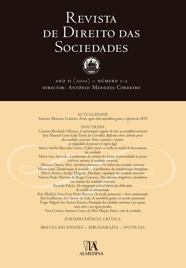 Capa do livro Revista de Direito das Sociedades, de Editora Almedina