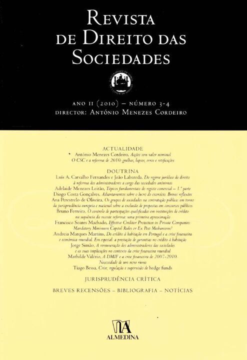 Capa do livro Rev. Dir.sociedades Ano 2 No3-4, de Antonio Menezes Cordeiro