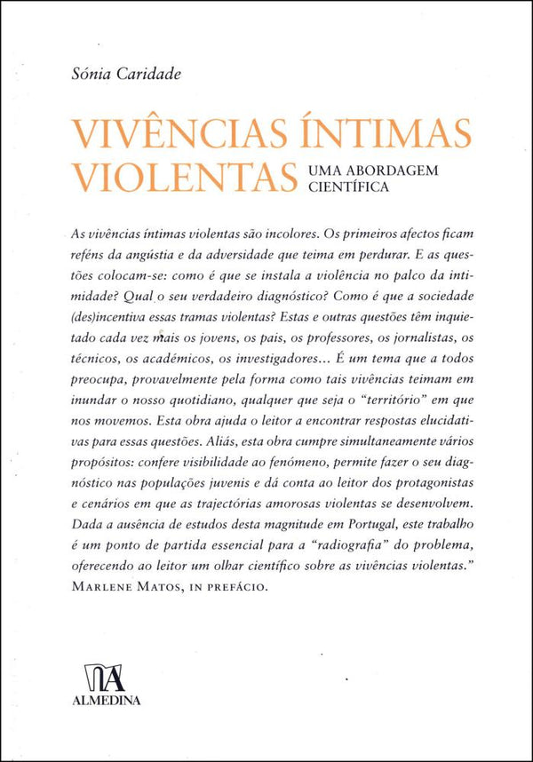 Capa do livro Vivências Íntimas Violentas, de Sónia Caridade