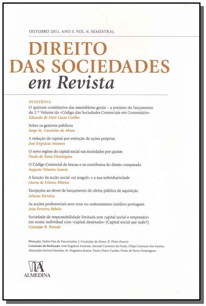 Direito das Sociedades em Revista - Ano 3 - Vol. 06