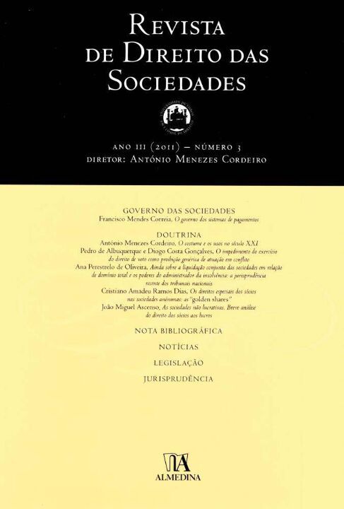 Capa do livro Rev. Dir.sociedades Ano 3 No3, de Antonio Menezes Cordeiro
