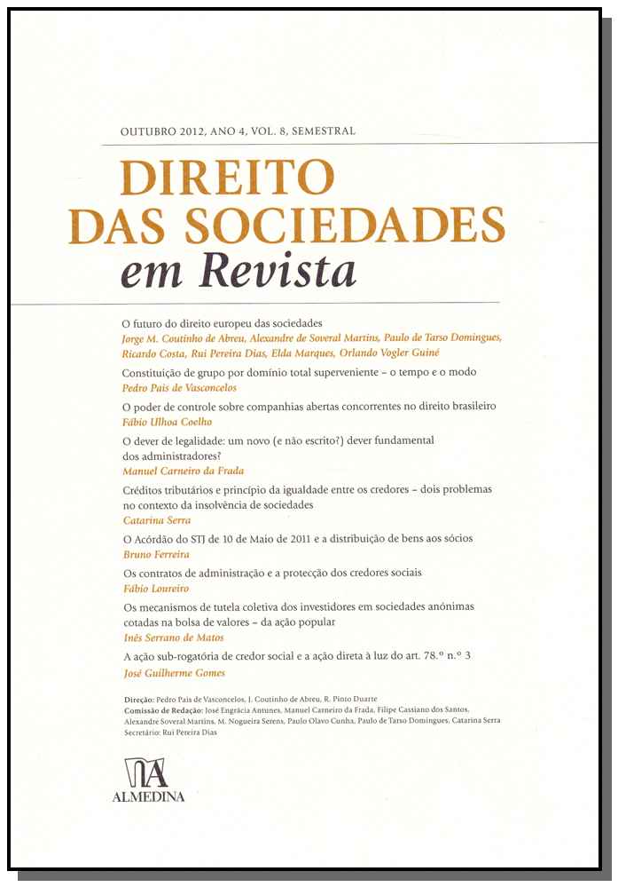 Direito das Sociedades em Revista - Ano 4 - Vol. 08