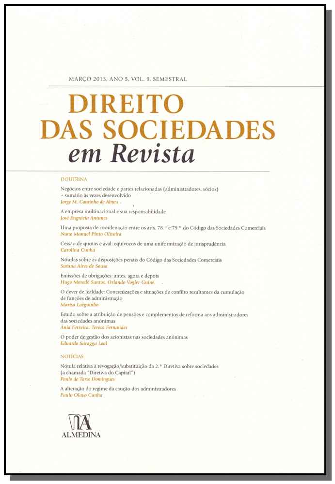 Direito das Sociedades em Revista - Ano 5 - Vol. 09