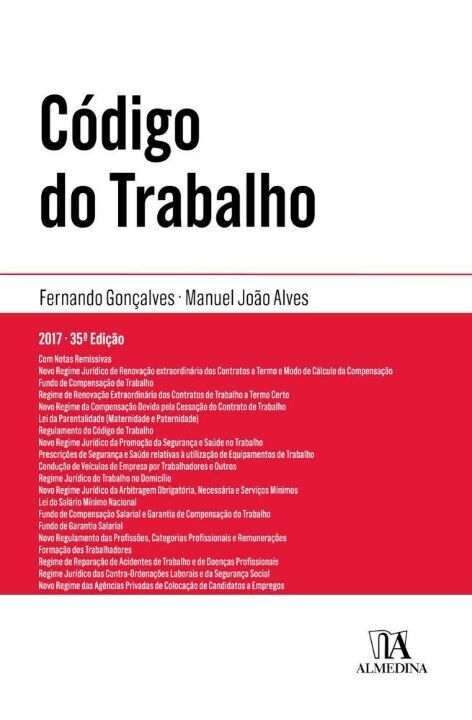 Capa do livro Código do Trabalho -35ed/17, de Almedina